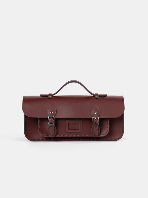 Long Leather Satchel with Magnetic Closure in Oxblood