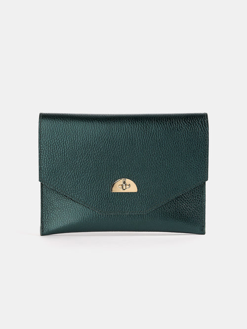 The Twist Lock Pouch - Metallic Emerald