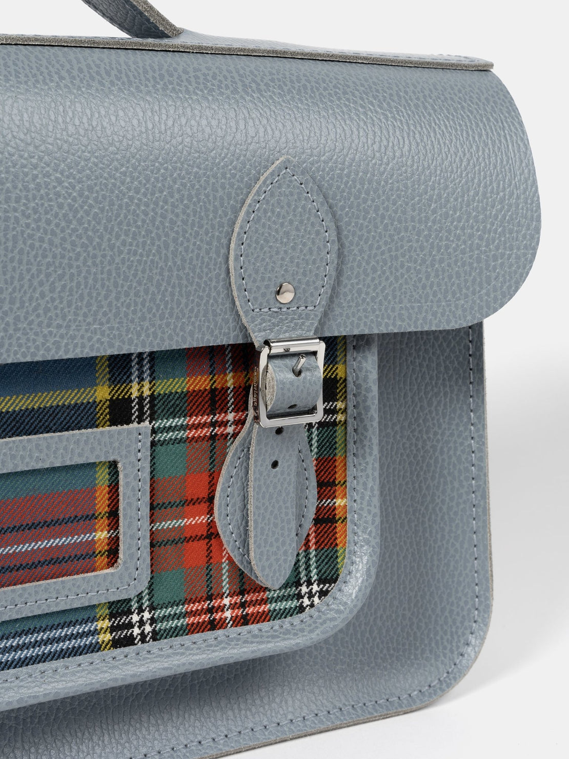 The 15 Inch Batchel - French Grey Celtic Grain & Macbeth Tartan - The Cambridge Satchel Co.