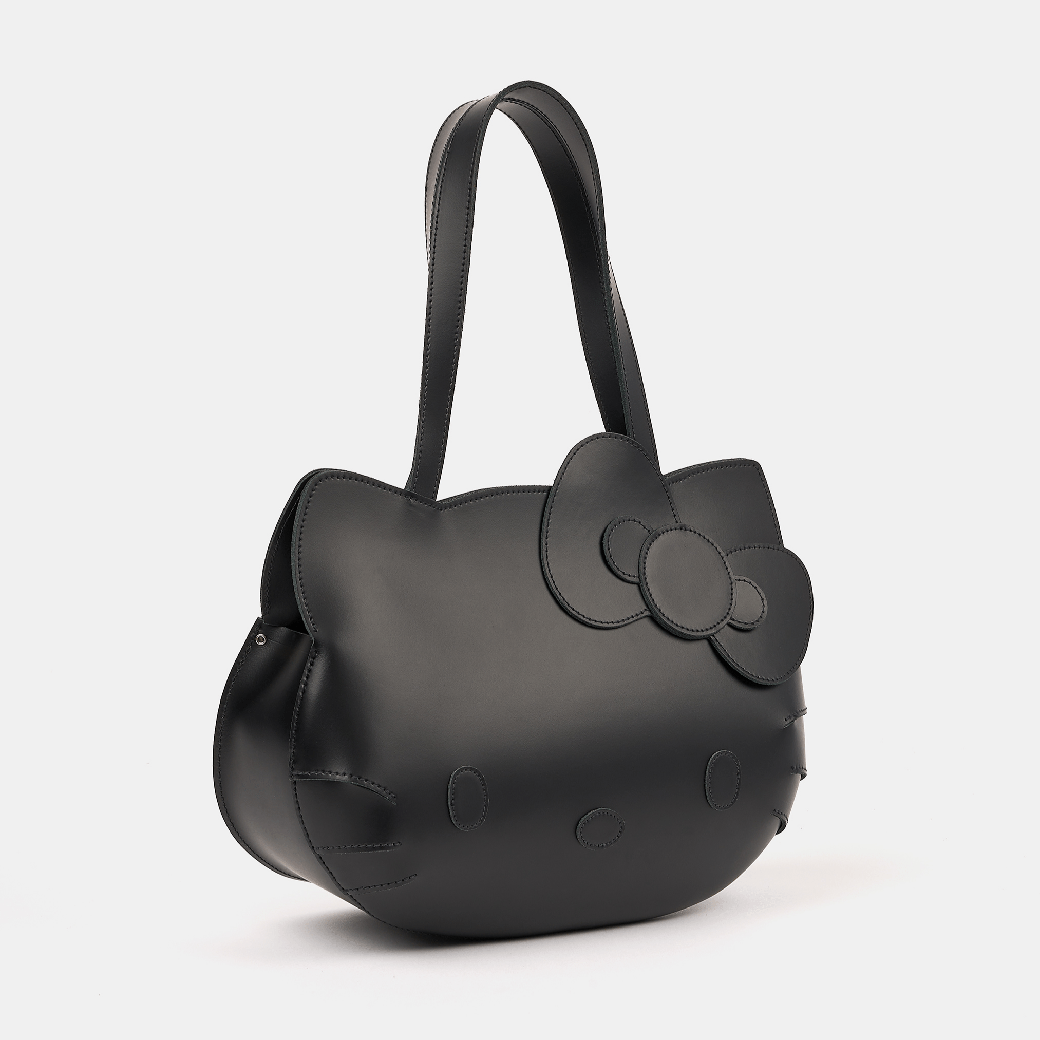 Hello Kitty Face Leather Tote Bag In Black | Cambridge Satchel