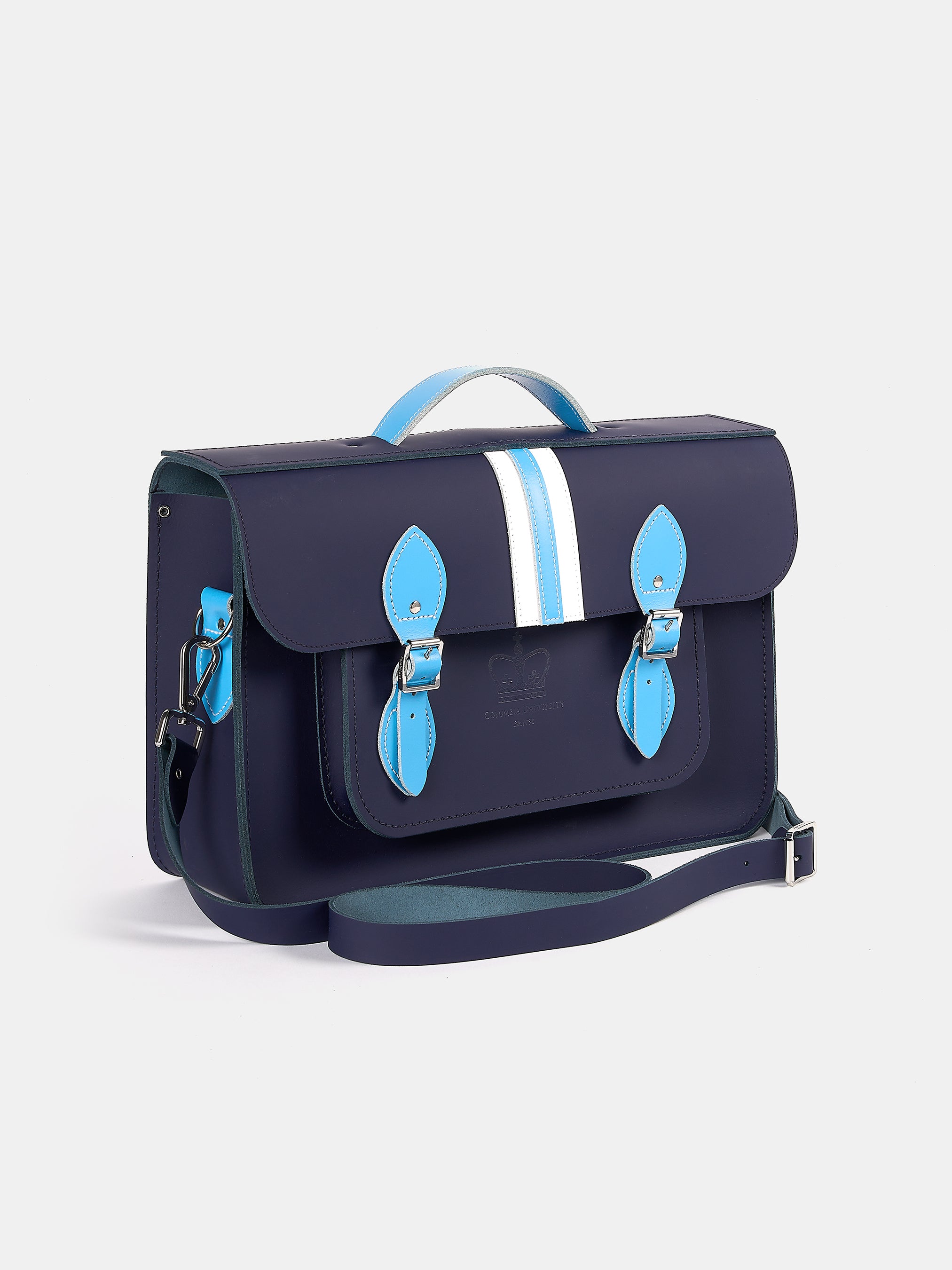 The 15 Inch Batchel - Columbia Stripe Navy Leather