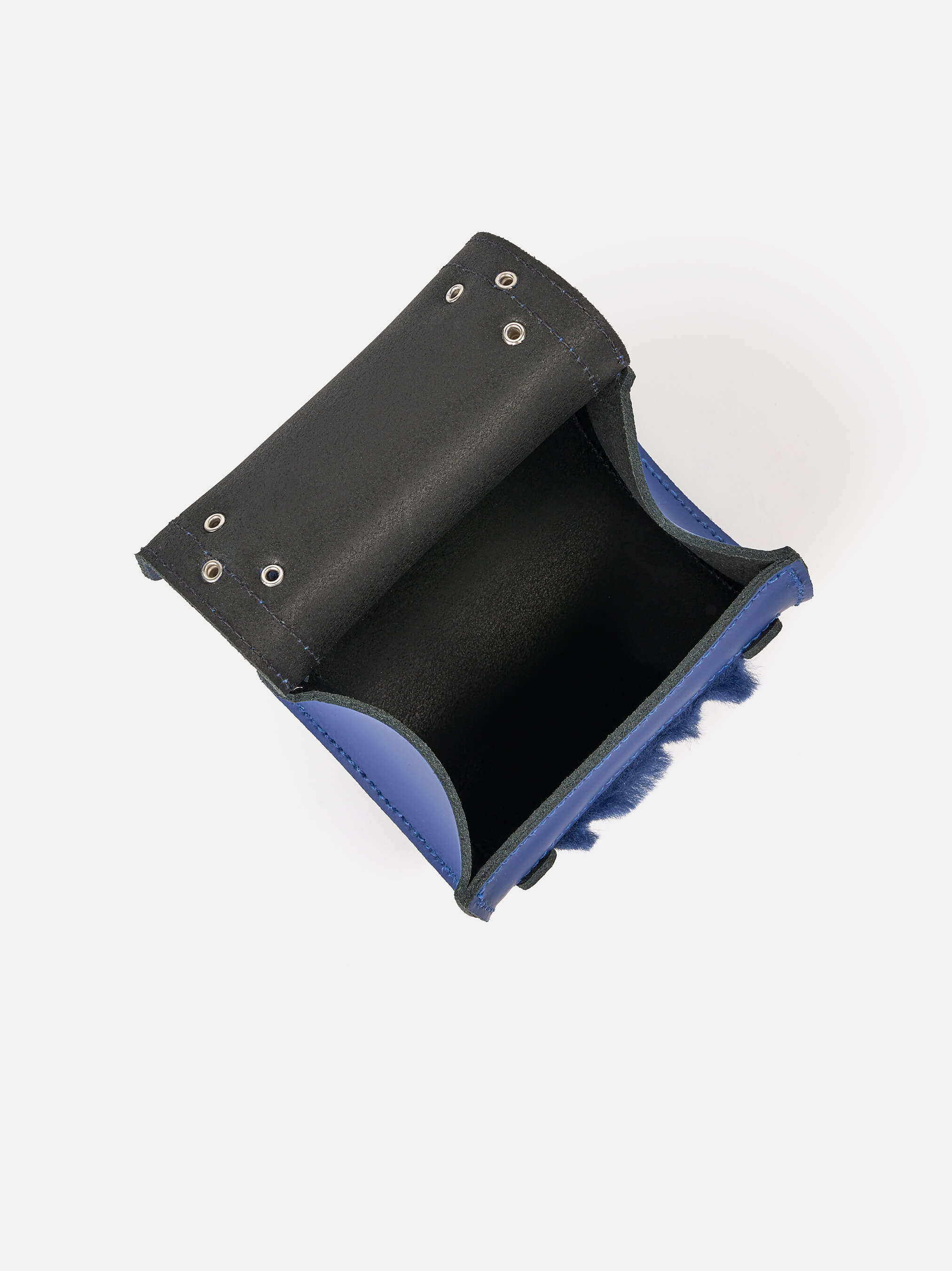 The Micro Bowls Bag - Electric Blue Merino Wool with Sultry Blue