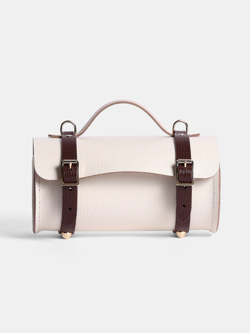 The Micro-Wide Bowls Bag - Walnut, Sheepskin & Natural Goat Grain