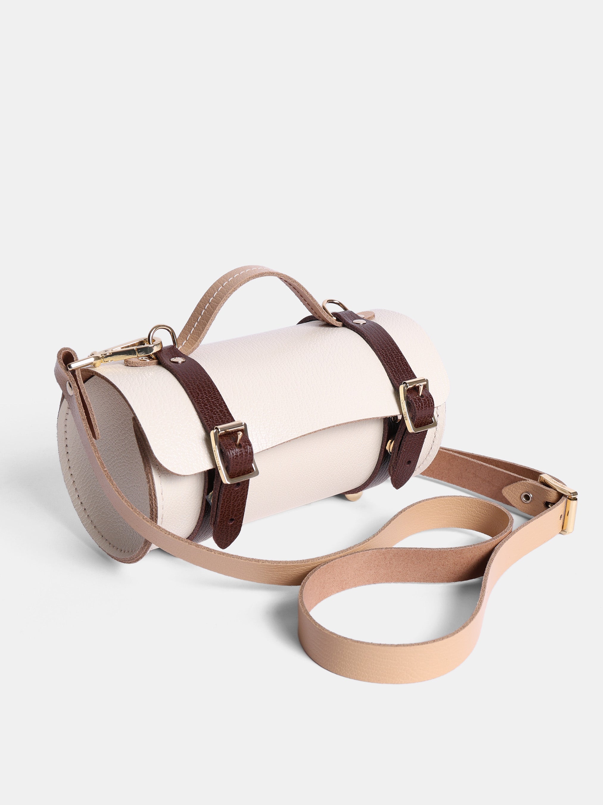 The Micro-Wide Bowls Bag - Walnut, Sheepskin & Natural Goat Grain