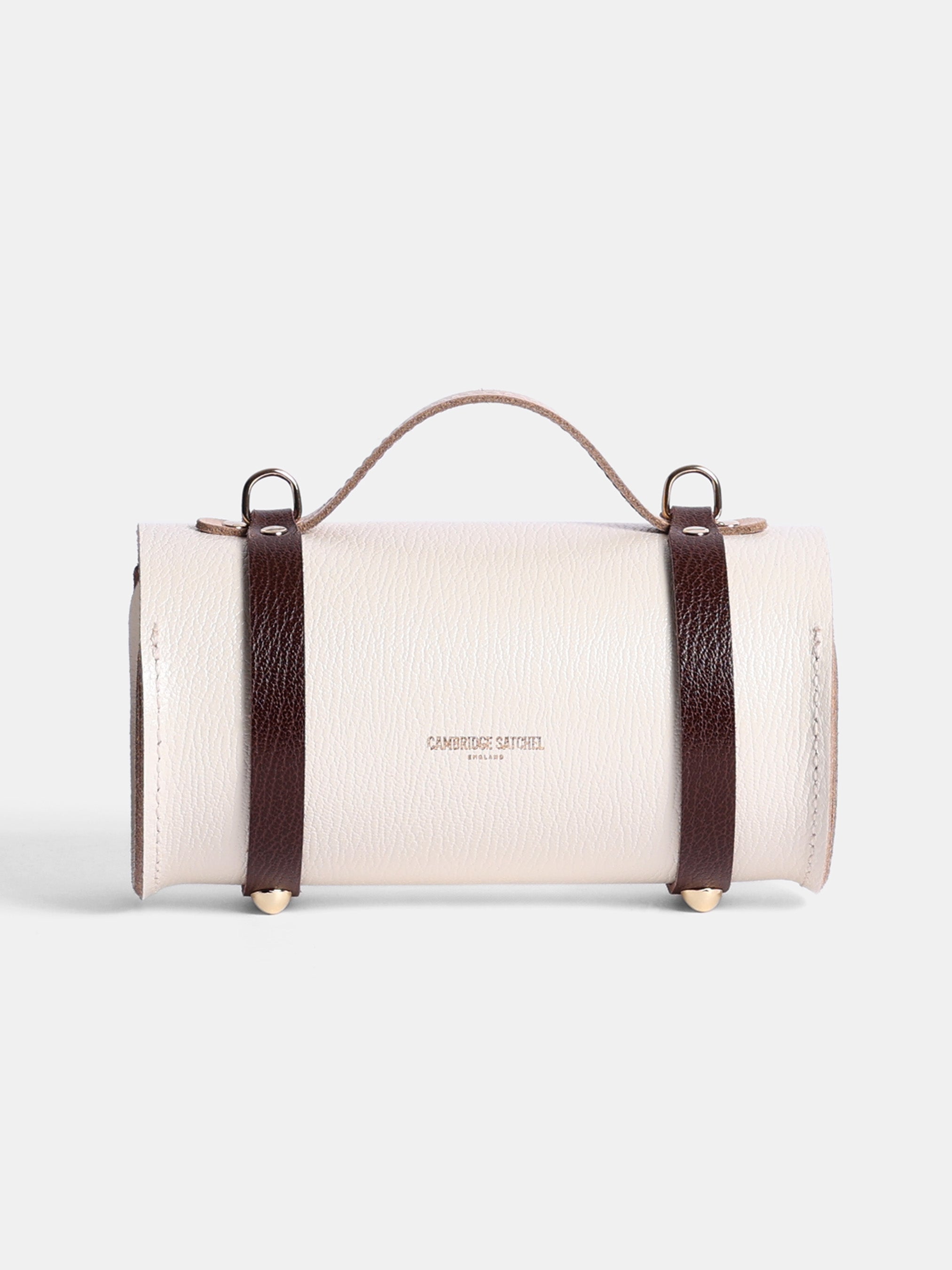 The Micro-Wide Bowls Bag - Walnut, Sheepskin & Natural Goat Grain