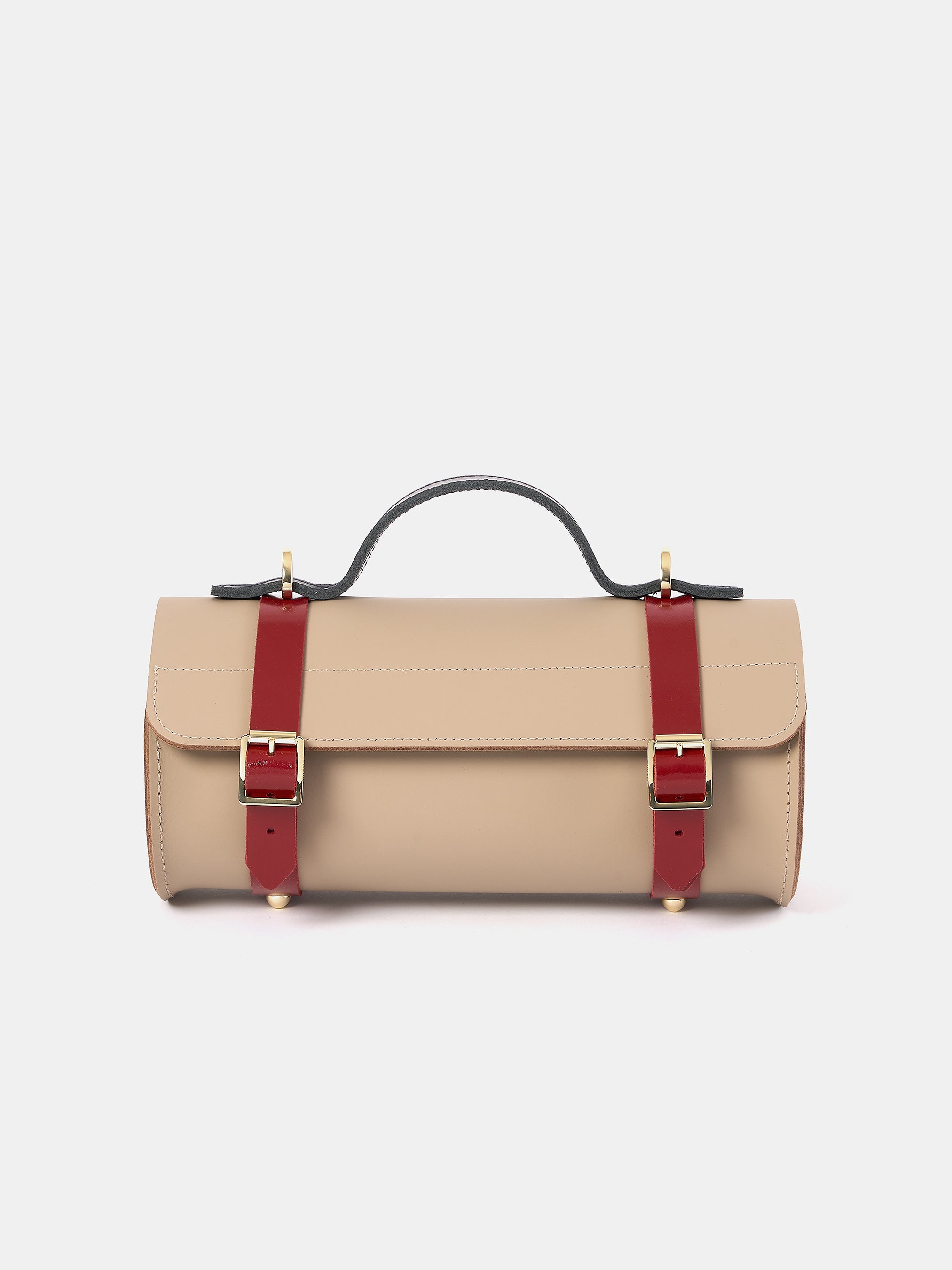 The Bowls Bag - Mushroom, Navy & Red Patent