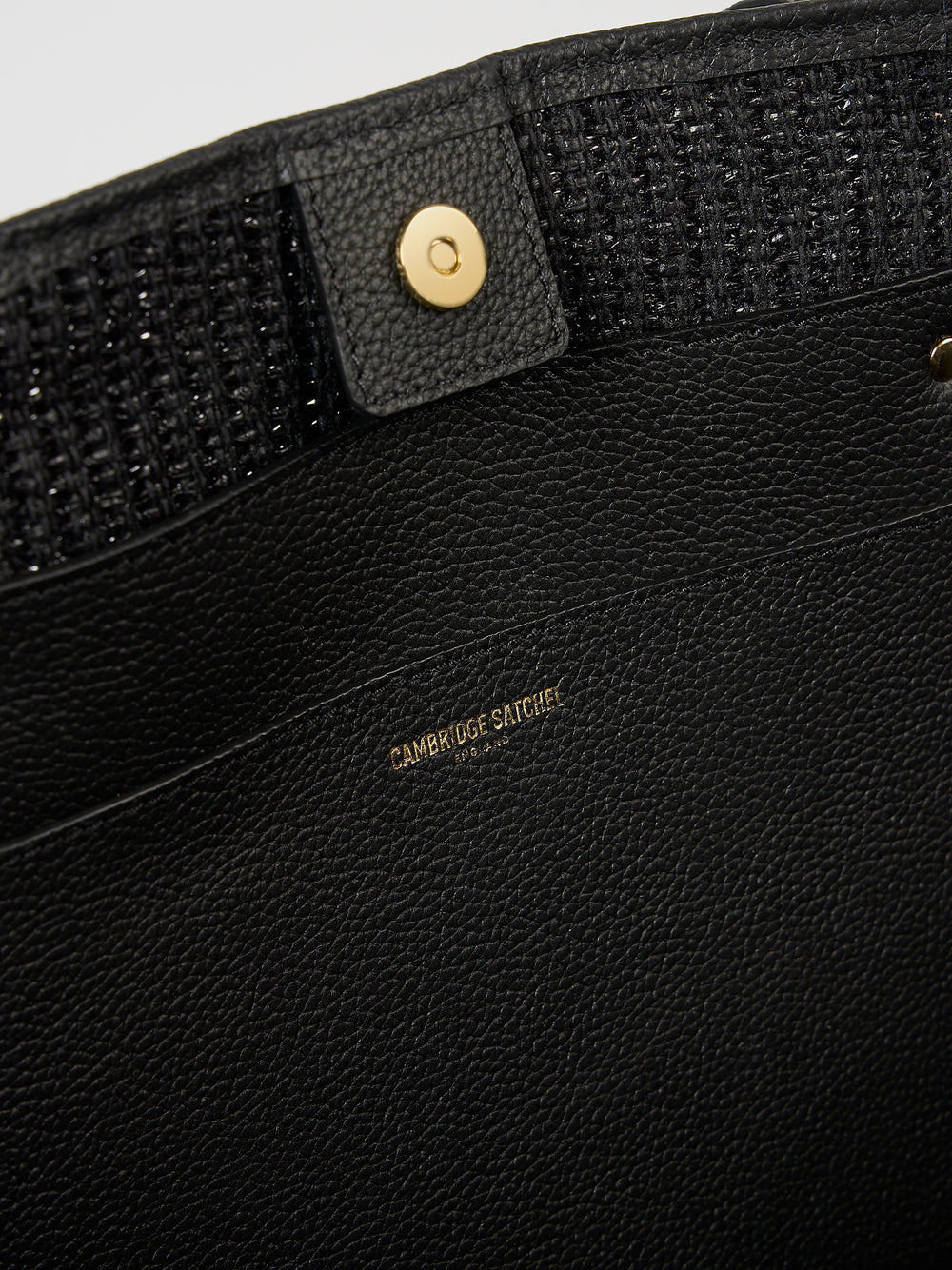 The Raffia Tote - Black Raffia & Madras Grain Leather