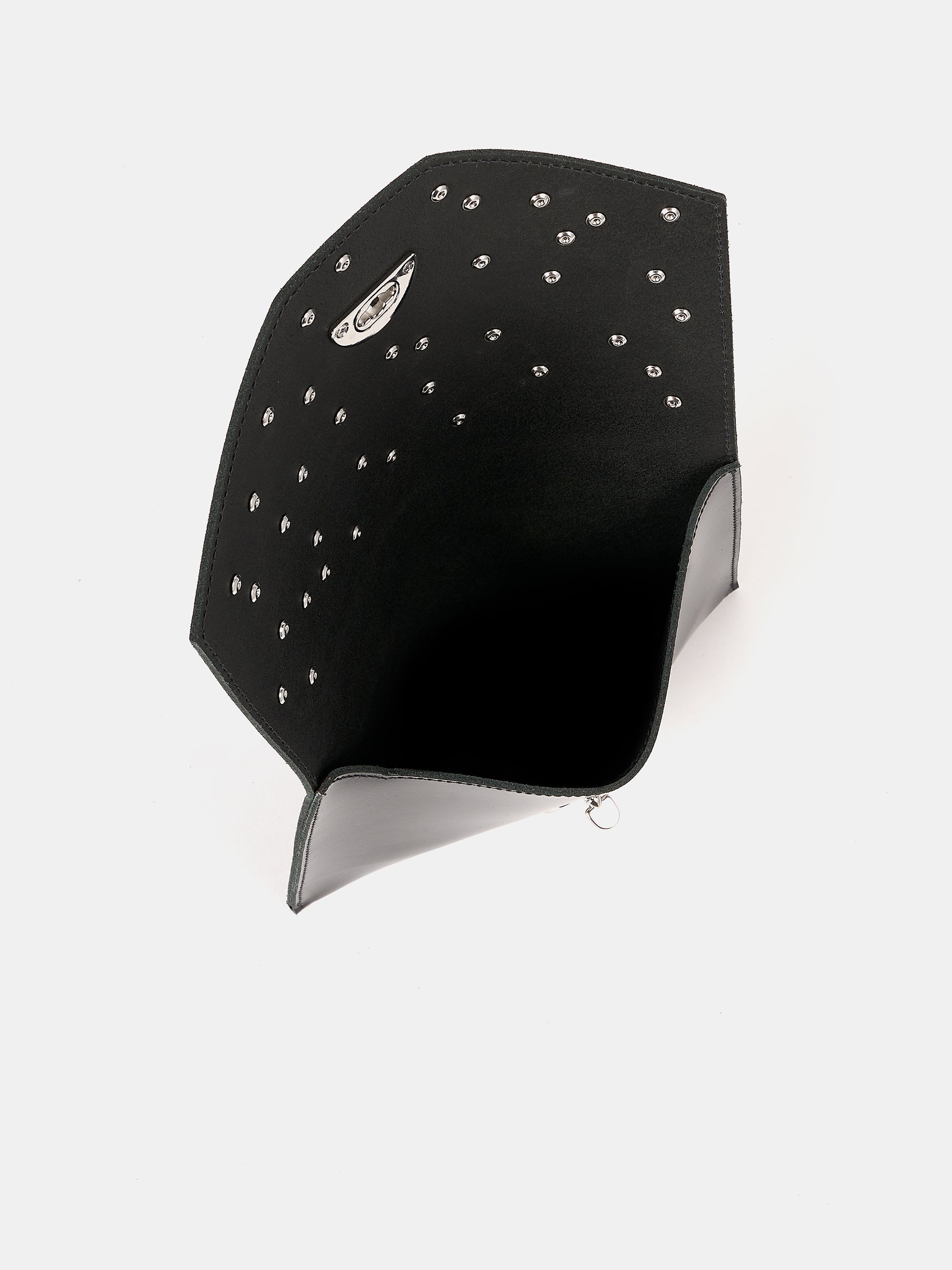 The Twist Lock Pouch - High Shine Black with Swarovski® Crystals