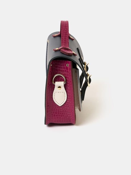 The Mini - Magenta Croc, Clay & Navy