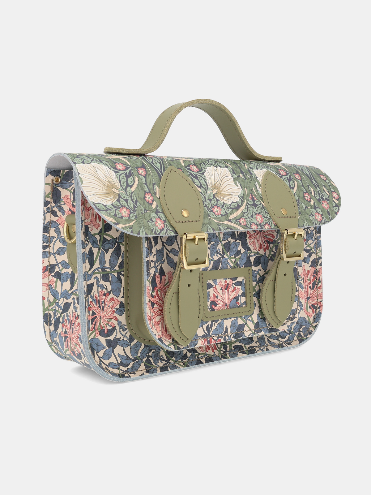 The 11 Inch Batchel - Honeysuckle Print & Sage Green