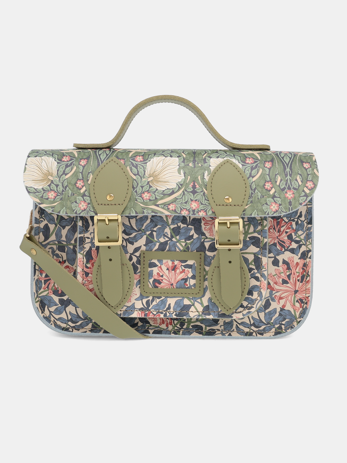 The 11 Inch Batchel - Honeysuckle Print & Sage Green