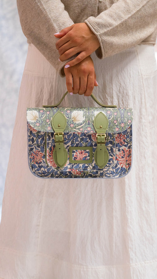 The 11 Inch Batchel - Honeysuckle Print & Sage Green