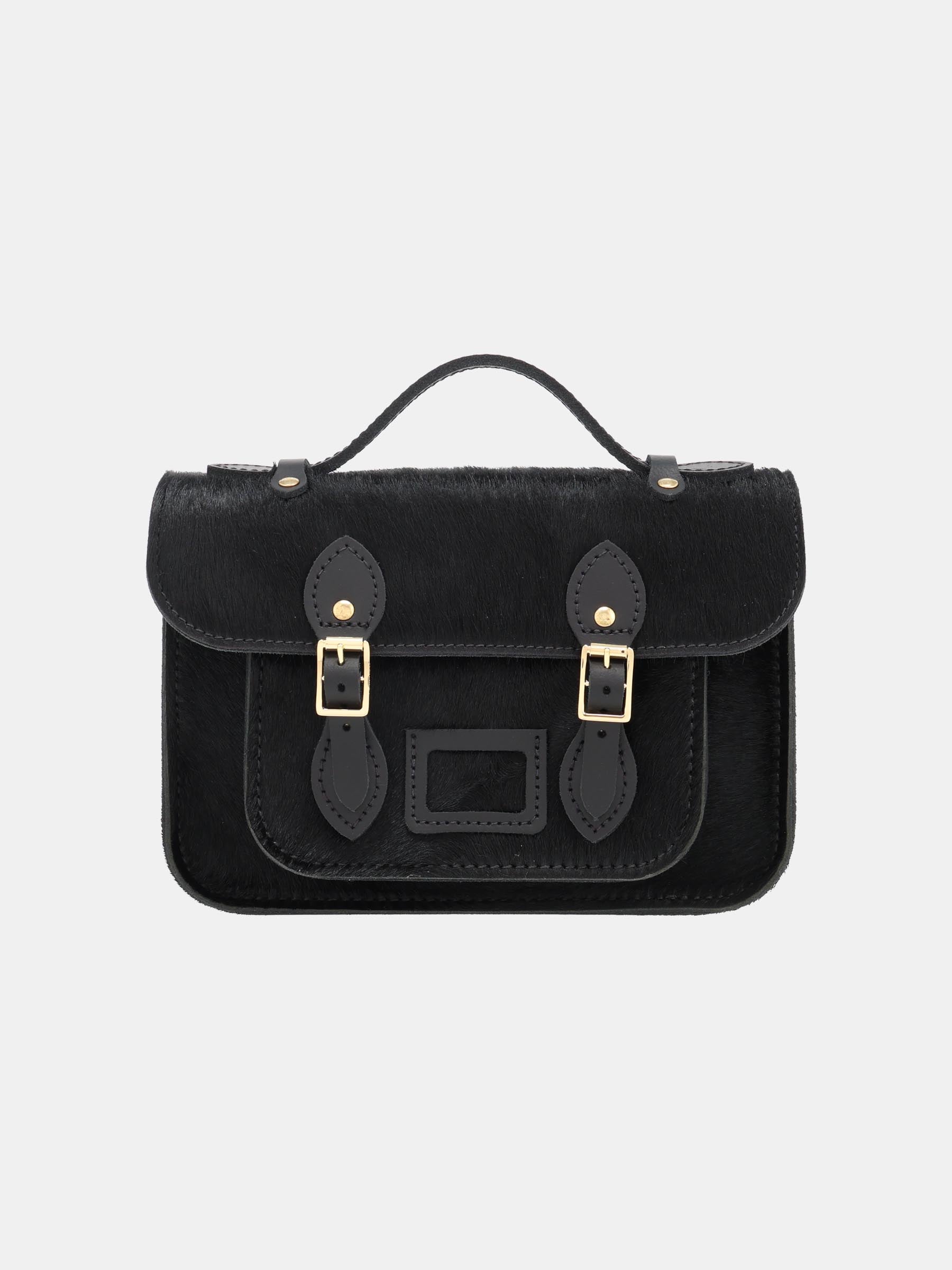 The Mini Satchel - Black hair-on-hide