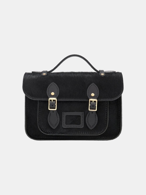 The Mini Satchel - Black hair-on-hide