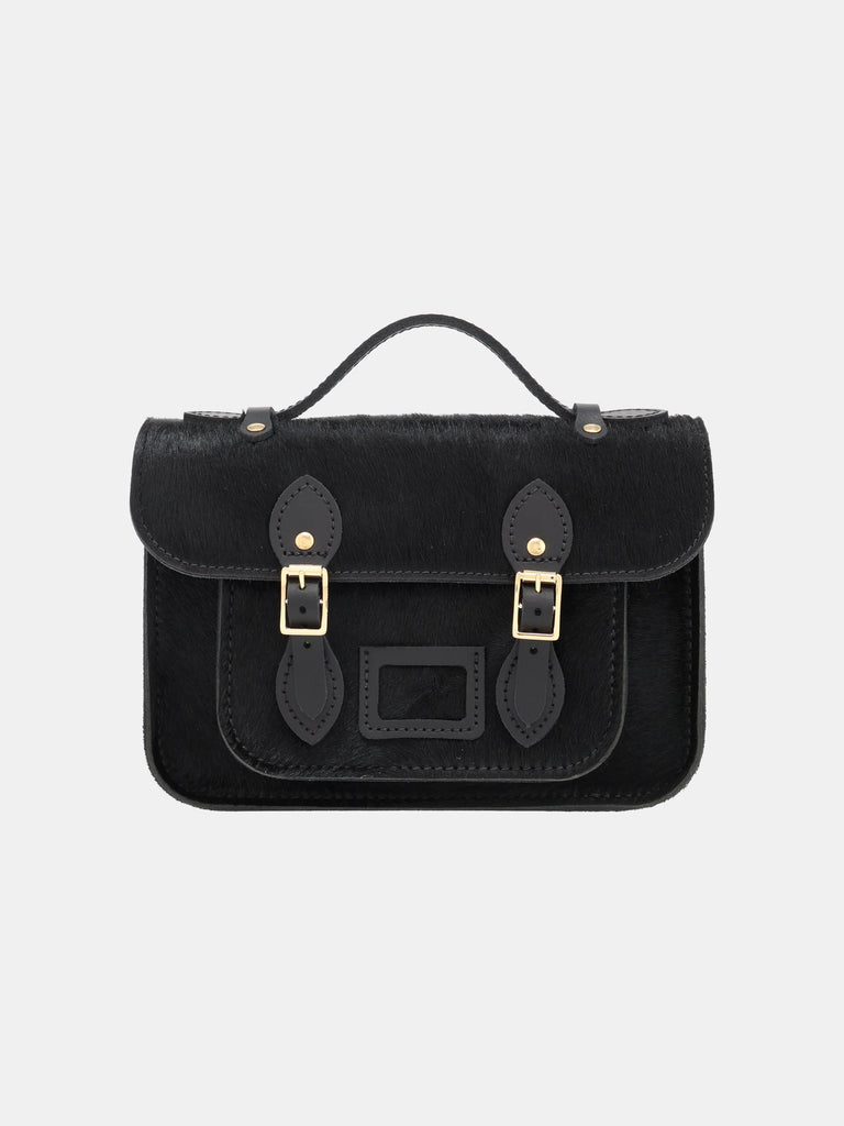 Cambridge Satchel Mini Satchel in Black Hair-on-Hide