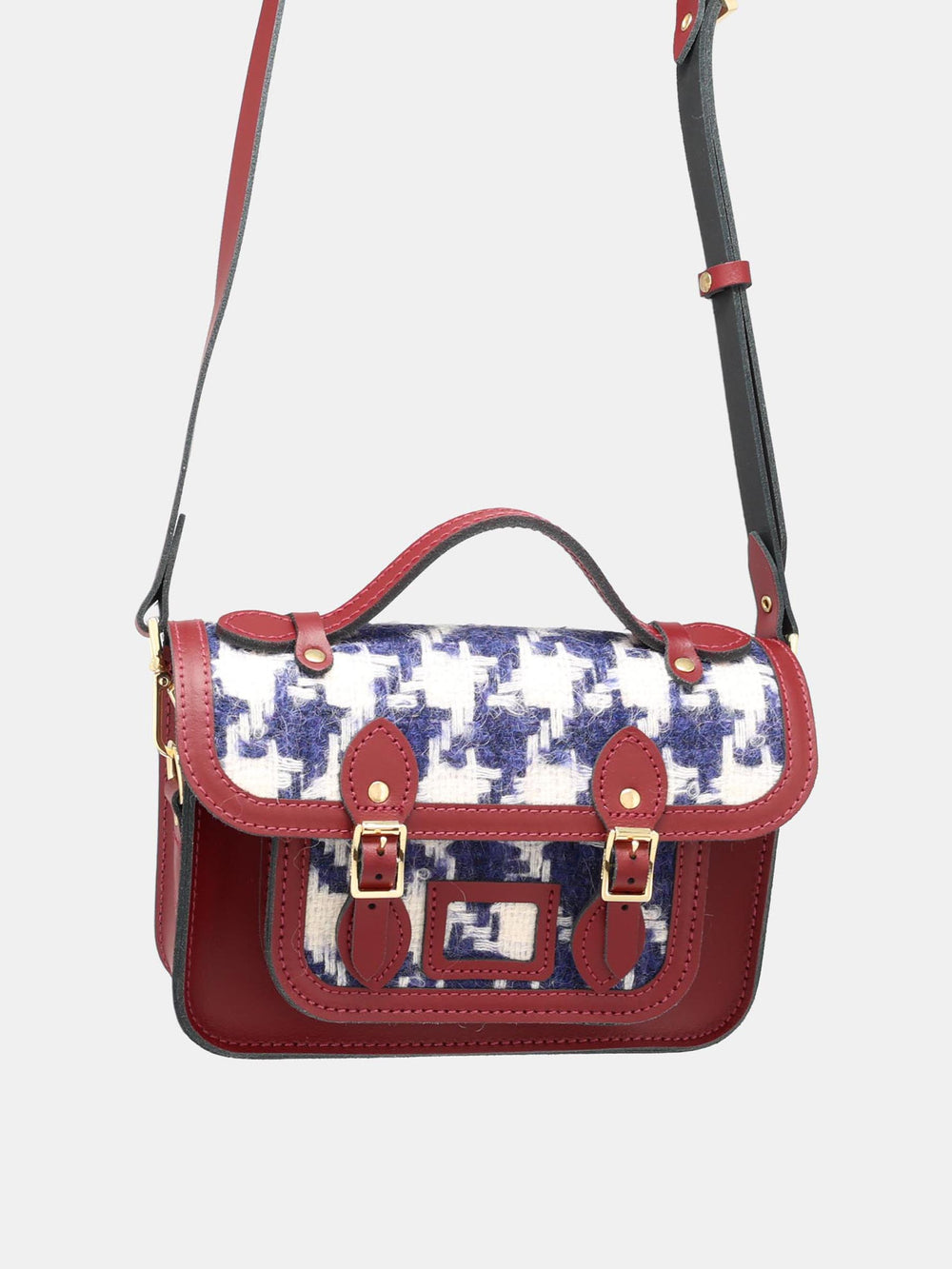The Mini - Oversized Blue Houndstooth and Oxblood