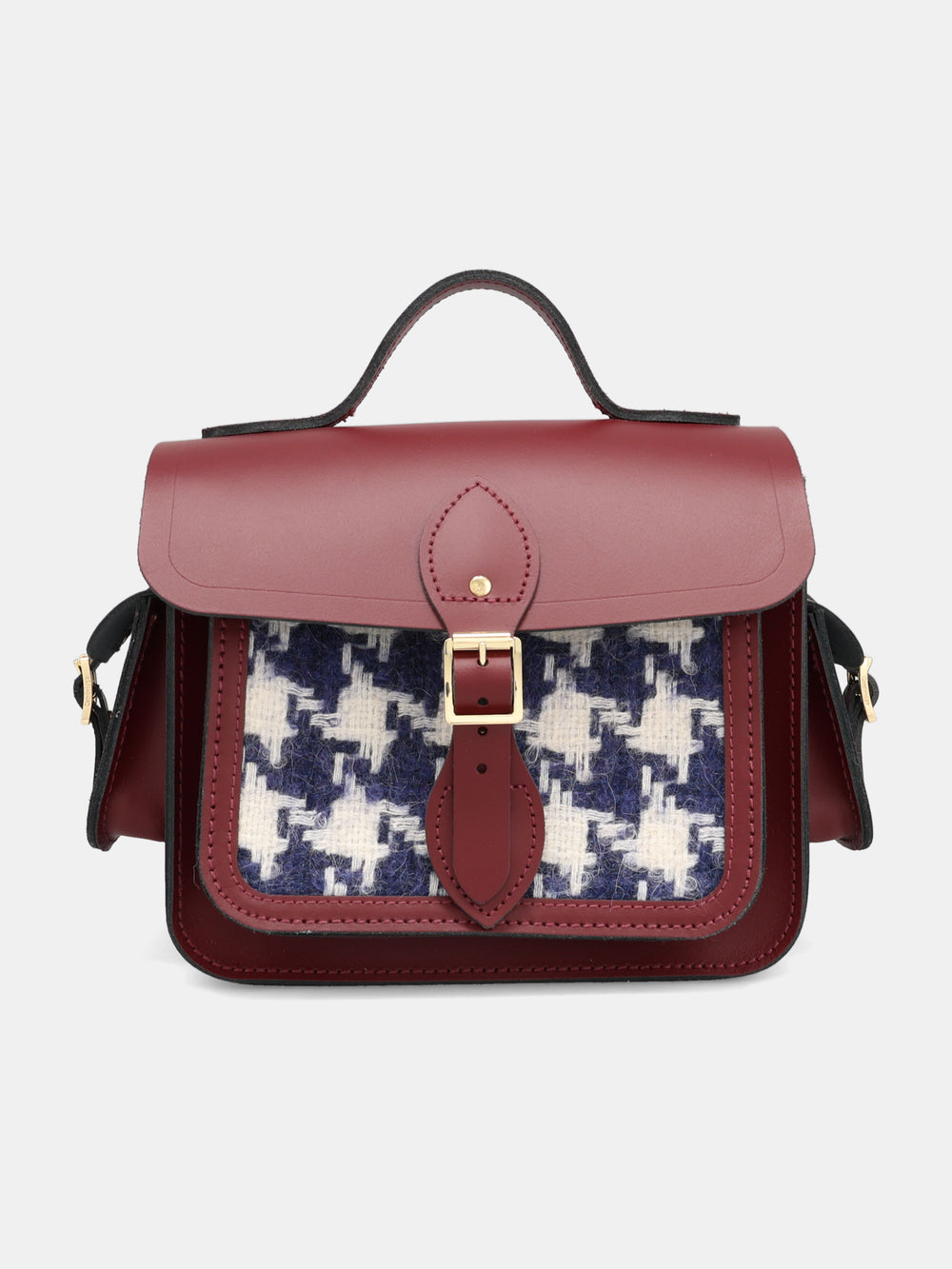 The Traveller - Oversized Blue Houndstooth and Oxblood