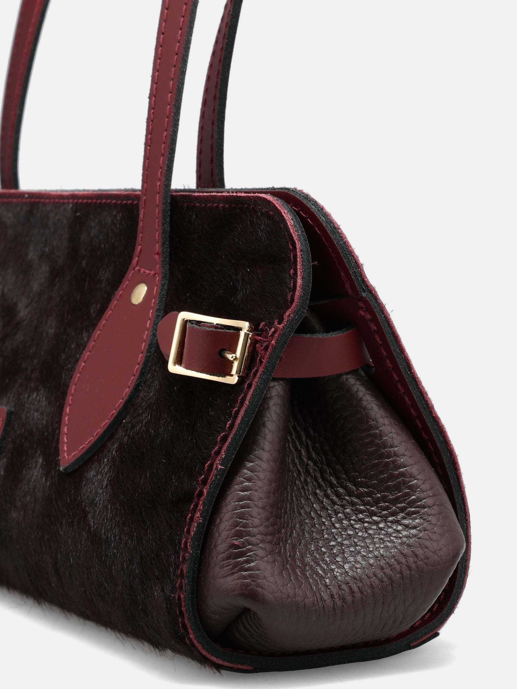 East West Shoulder Bag - Oxblood Pony and Split