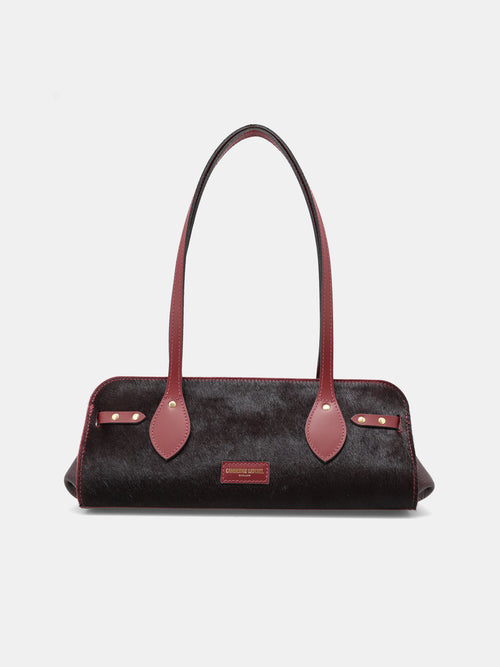 East West Shoulder Bag - Oxblood Pony and Split
