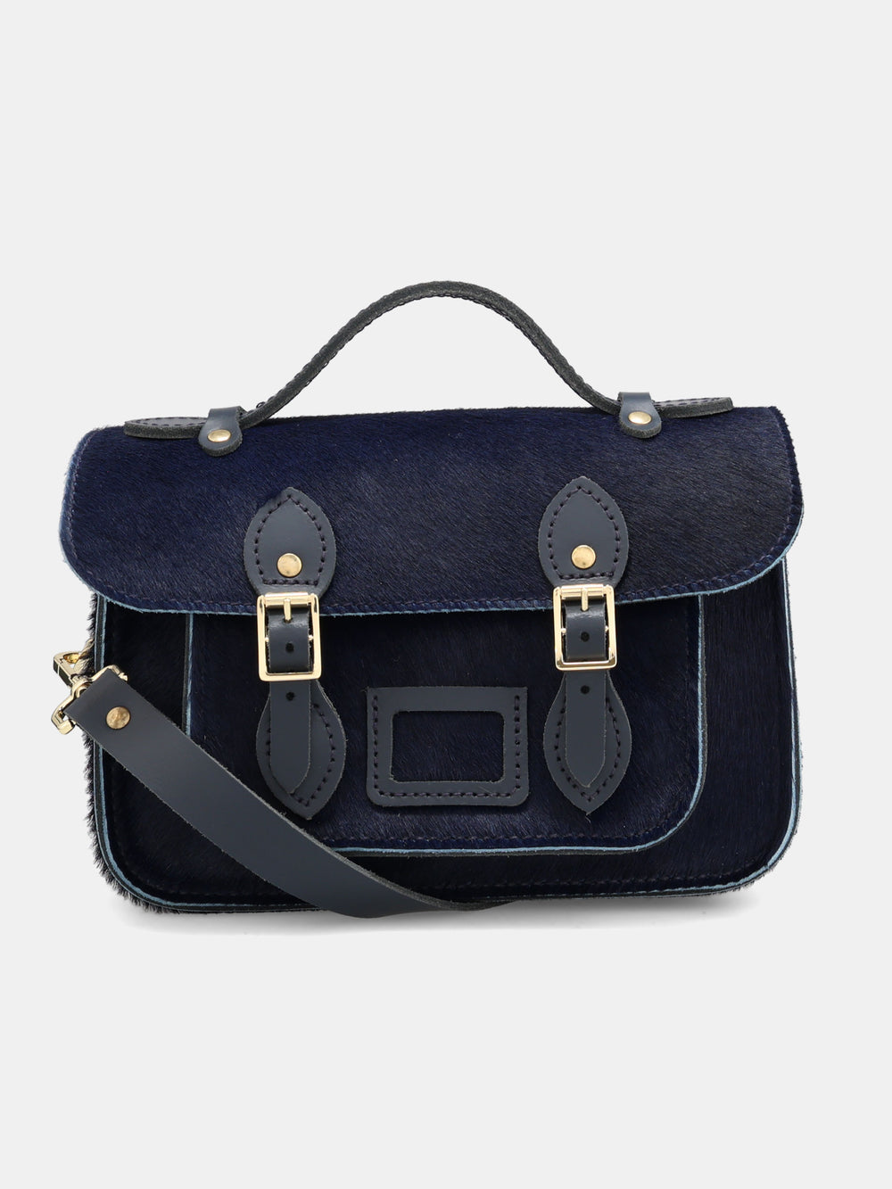 Mini Satchel - Navy hair-on-hide