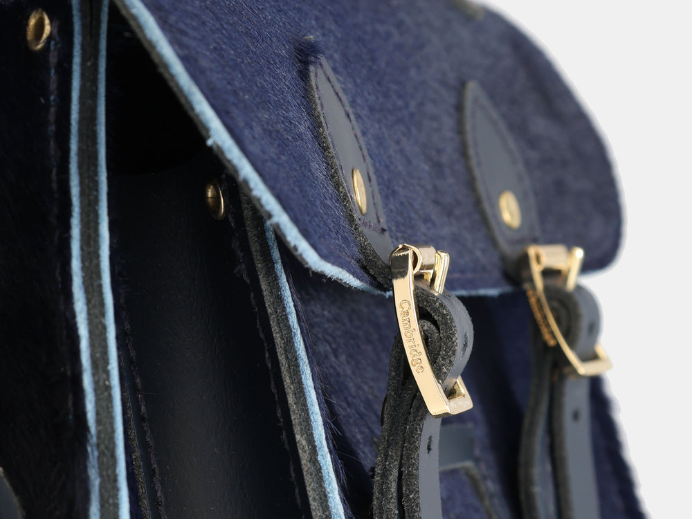 Mini Satchel - Navy hair-on-hide