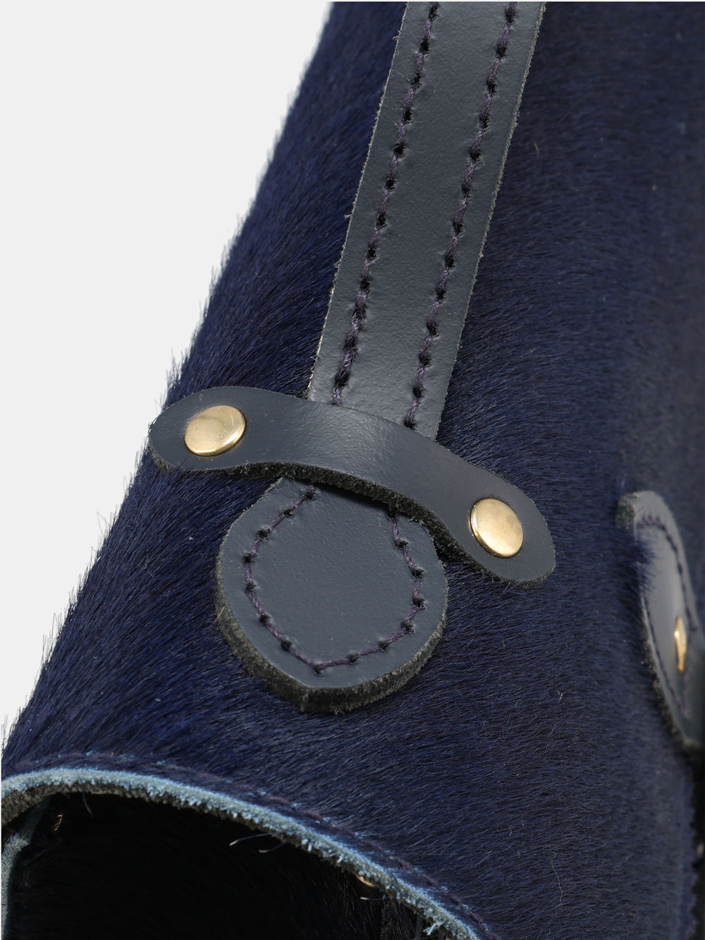 Mini Satchel - Navy hair-on-hide