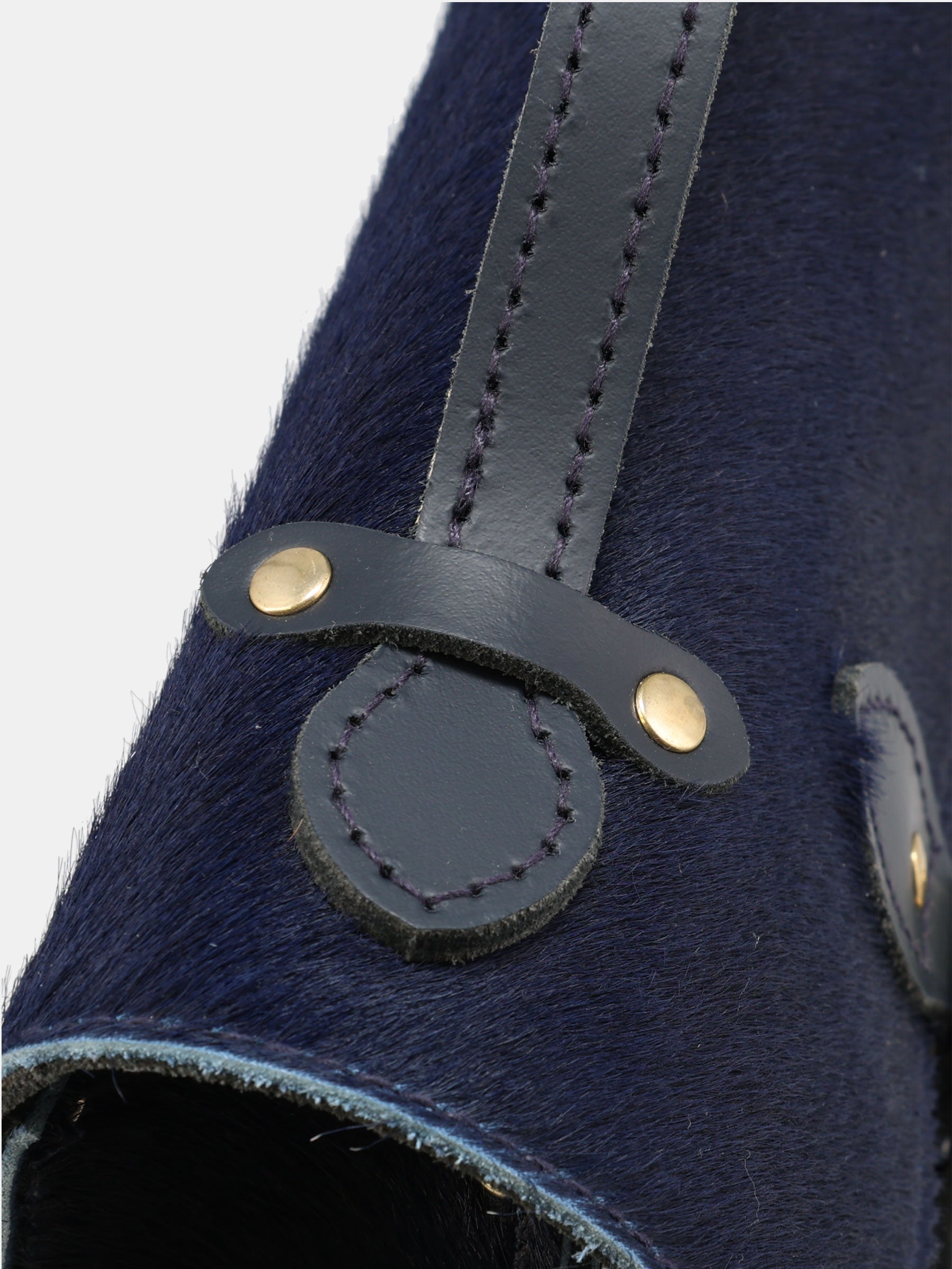 Mini Satchel - Navy hair-on-hide