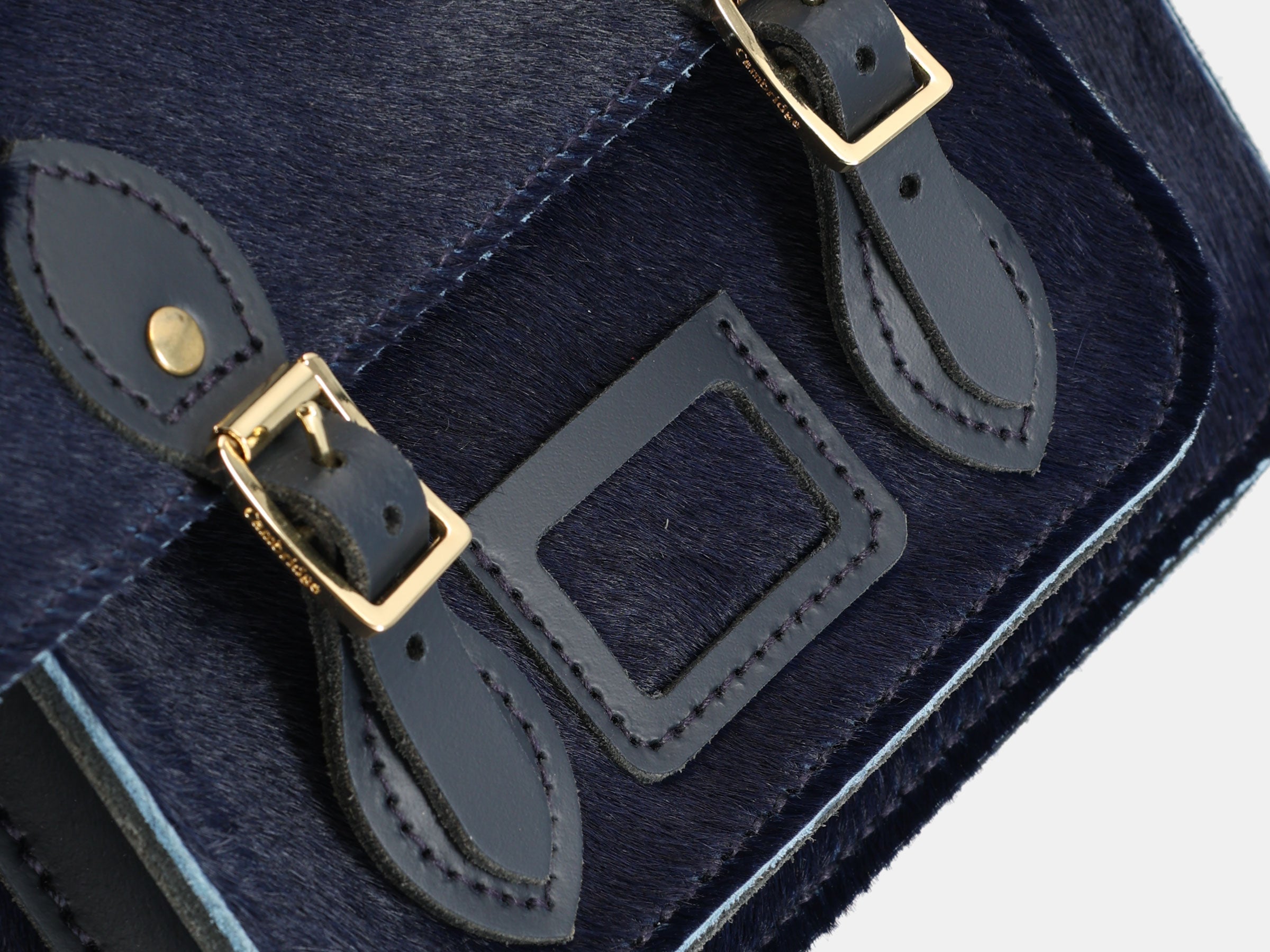 Mini Satchel - Navy hair-on-hide