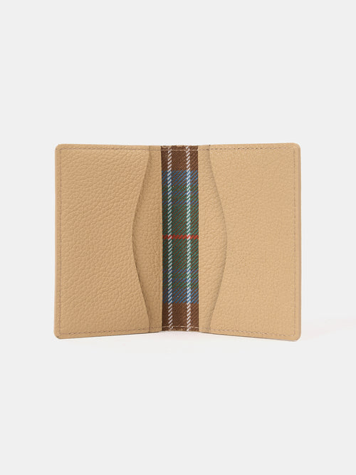 The Double Credit Card Holder - Latte with Tartan