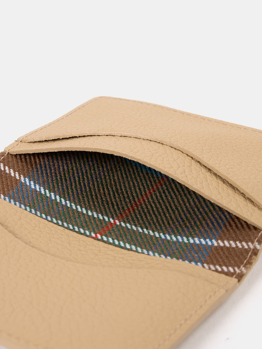 The Double Credit Card Holder - Latte with Tartan