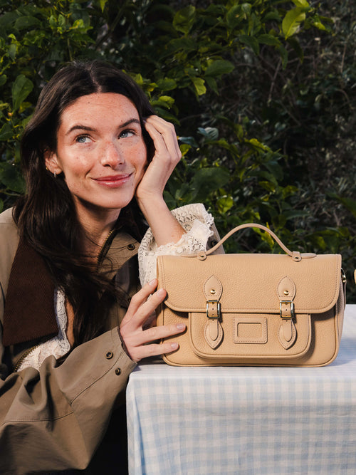 The Soft Satchel - Latte Calf Grain