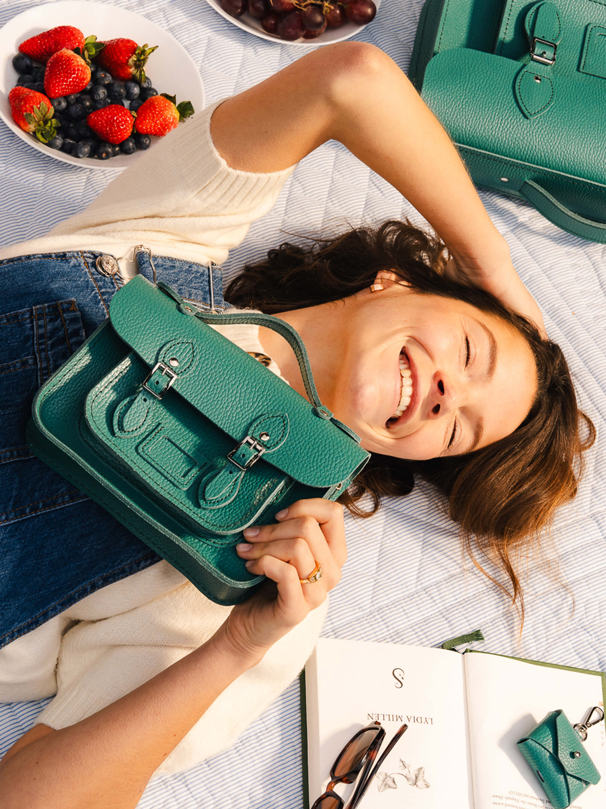 Leather Mini Satchel Bag - Blue | Cambridge Satchel