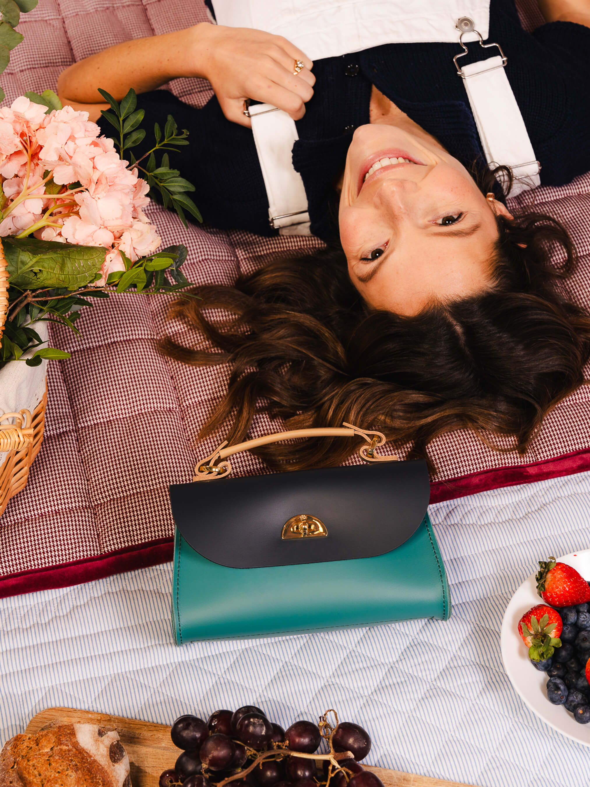 Leather Mini Daisy Handbag - Blue | Cambridge Satchel