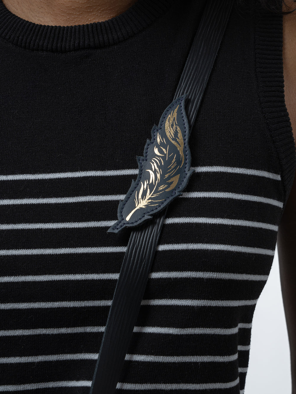 The Elphaba Monkey Feather Badge - Black & Navy