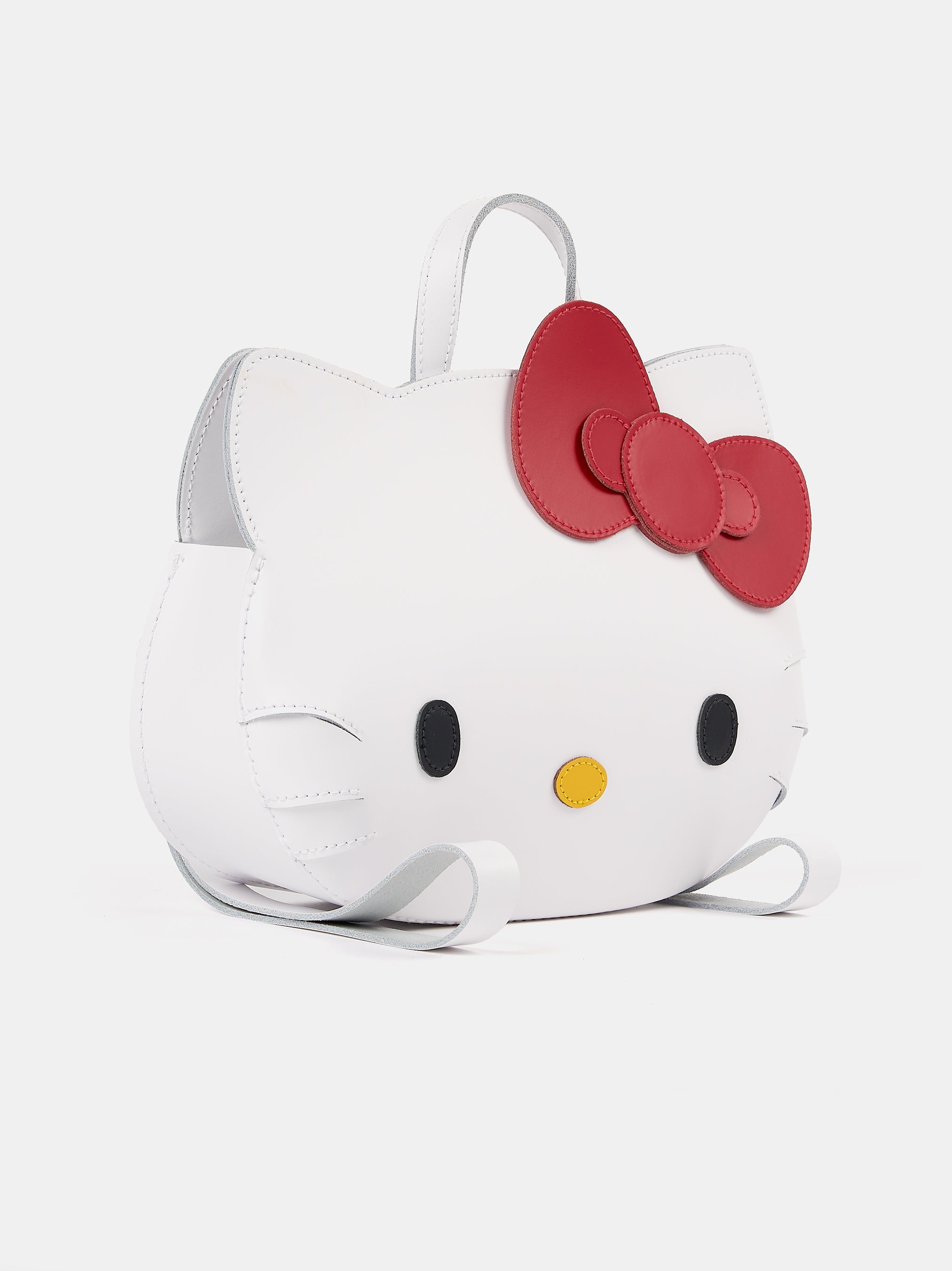 Hello Kitty Face Leather Backpack In White Cambridge Satchel