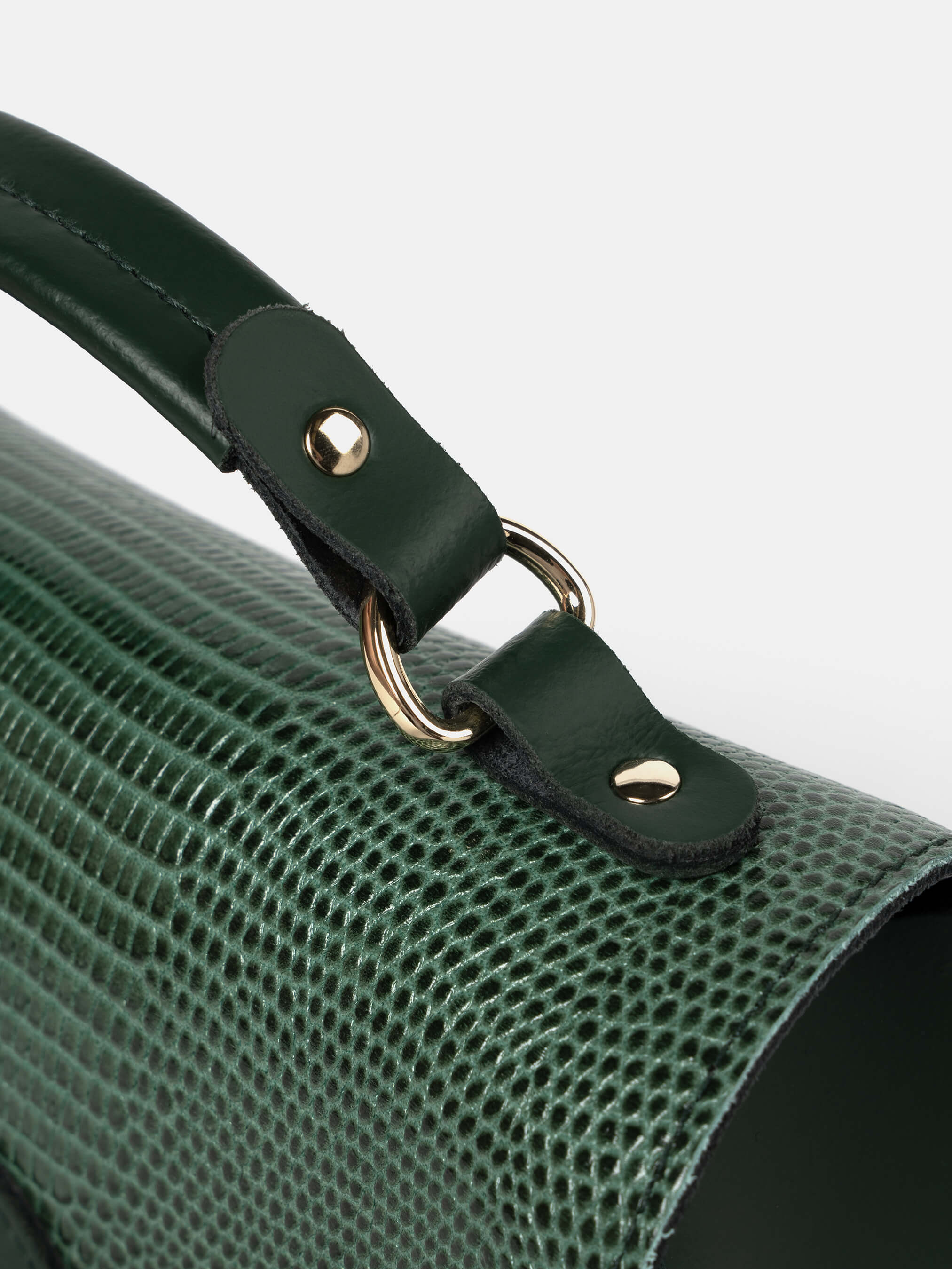 The Isla - Green Lizard Printed Calf Grain with Racing Green