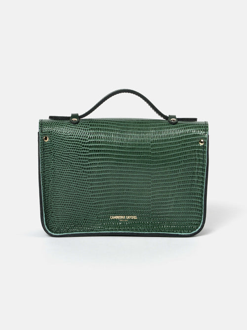 The Mini -  Green Lizard Printed Calf Grain with Racing Green