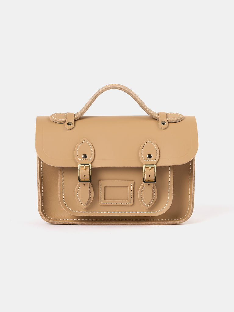 Leather Mini Satchel Bag - Beige | Cambridge Satchel