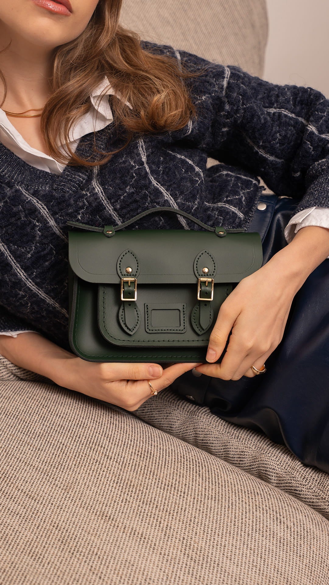 The Mini - Green Small Leather Satchel | Cambridge Satchel