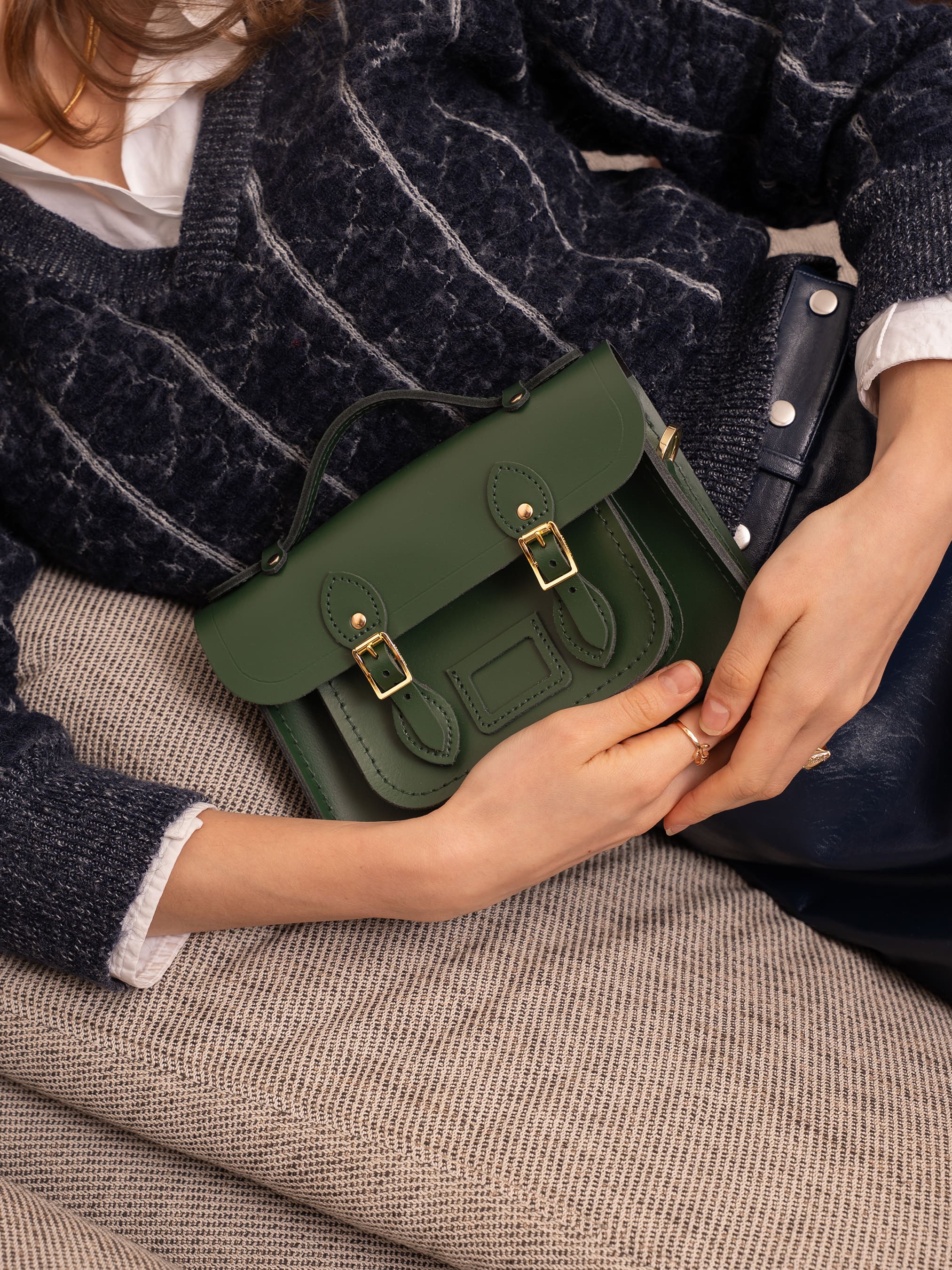 MINI SATCHEL BAGディープグリーンキルト Mini Satchel - Racing Green Celtic Grain & Campbell Tartan