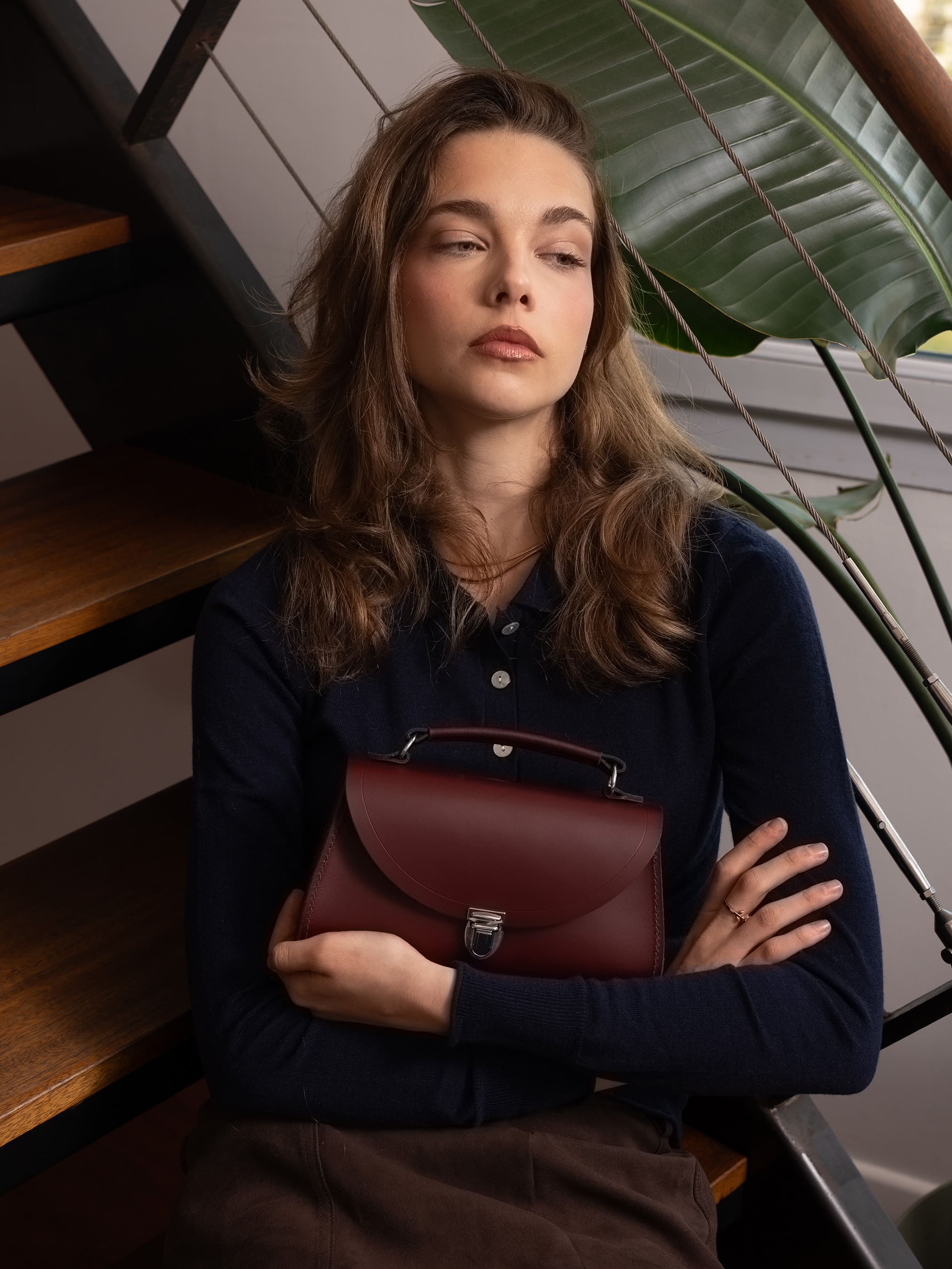 The Poppy Burgundy Leather Mini Grab Bag | Cambridge Satchel