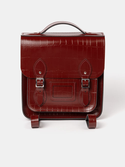 The Small Portrait Backpack - Oxblood Patent Croc