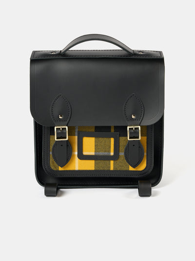 cratte mini frame backpack uk Small Black Backpack with Yellow Tartan
