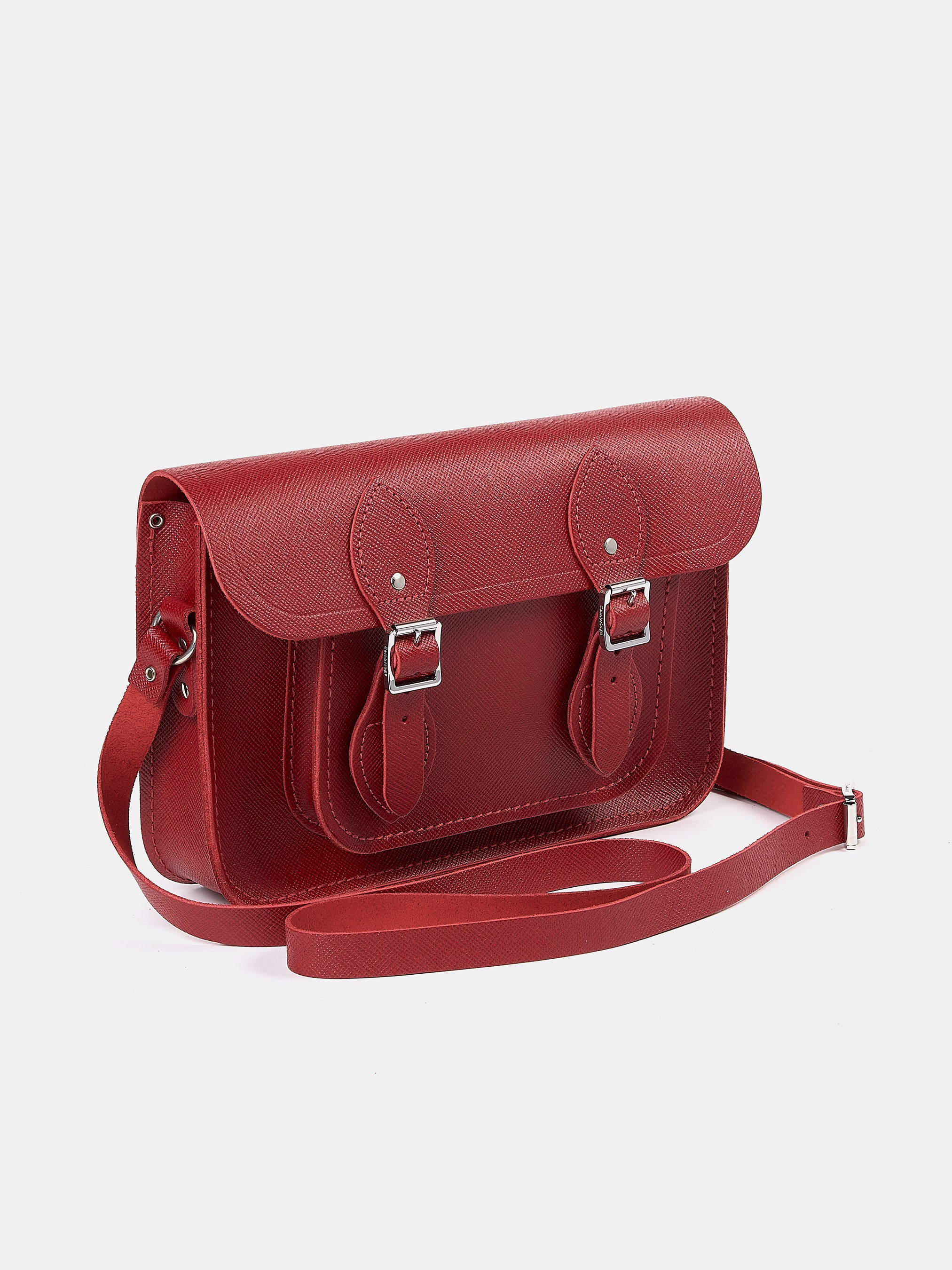 The 11 Inch Satchel - Red Saffiano