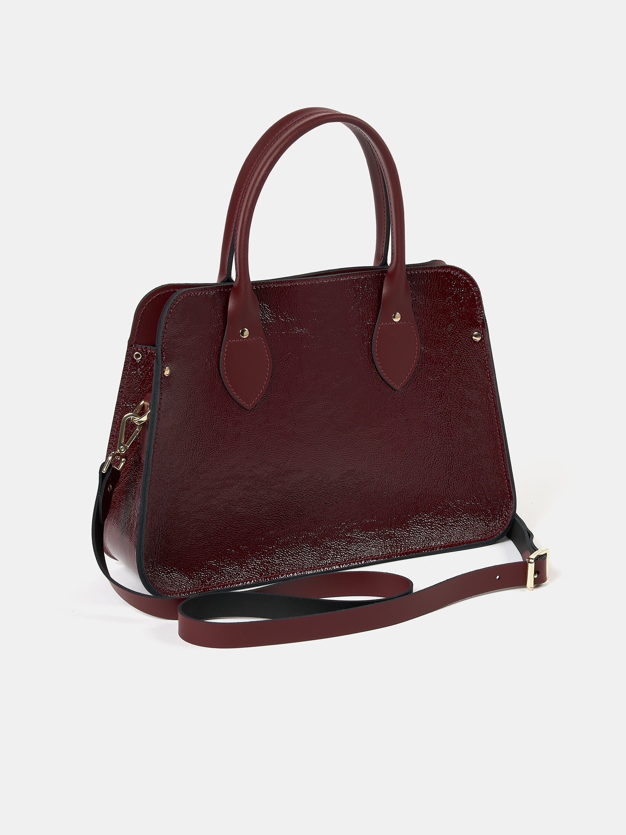 The Mini Work Bag - Oxblood Patent | Leather Briefcase