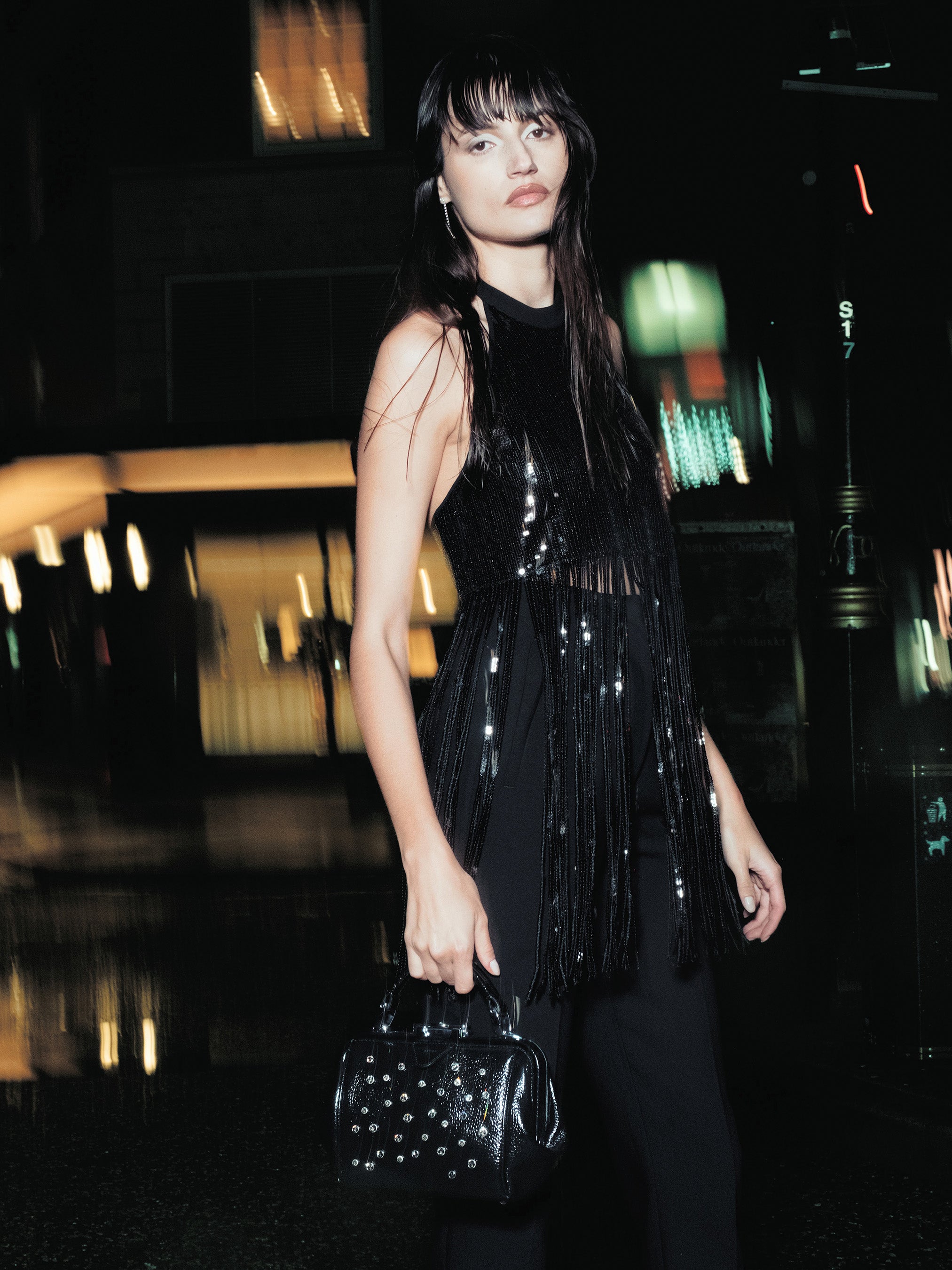 The Mini Sophie - High Shine Black Grain with Swarovski® Crystals