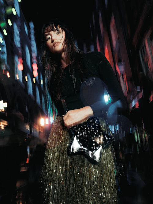 The Star Bag - High Shine Black with Swarovski® Crystals