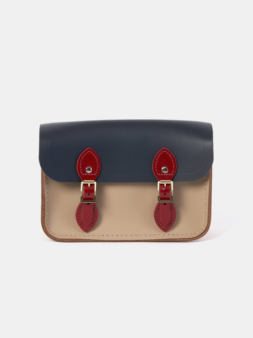 The Little One - Mushroom, Navy & Red Patent