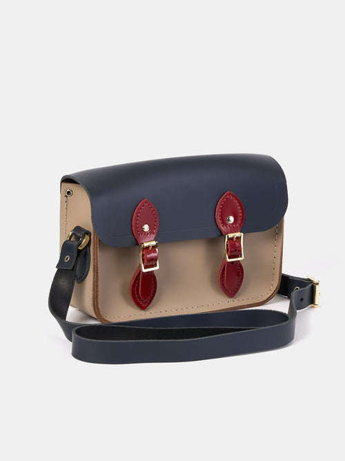 The Little One - Mushroom, Navy & Red Patent