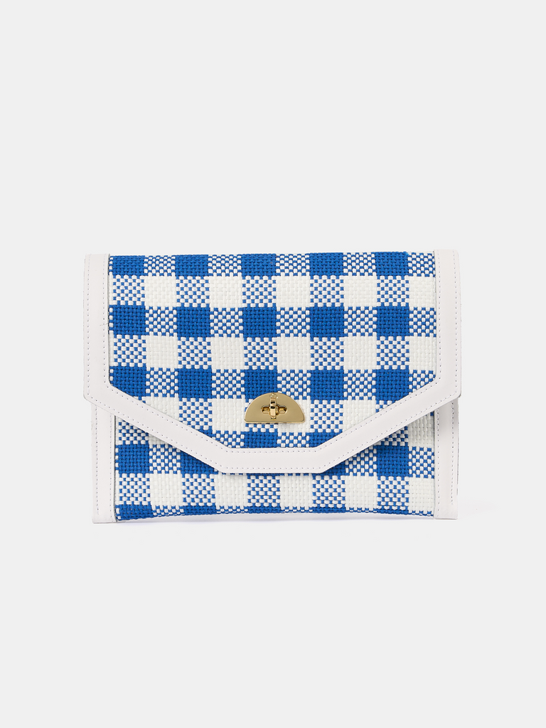 Twist Lock Pouch Ultramarine Blue Plaid Brilliant